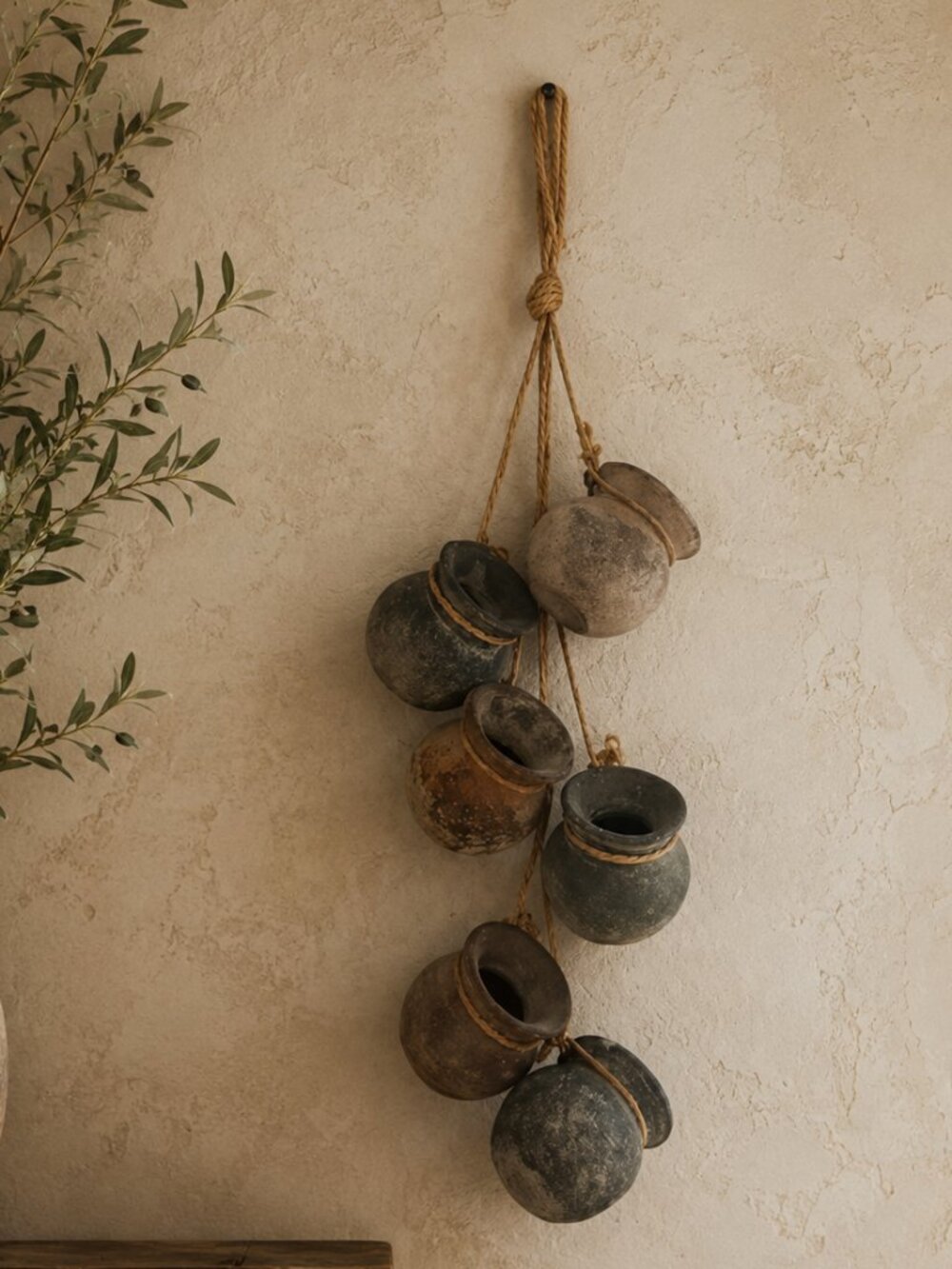 6- Vintage Succulent Herb Hanging Artisan Pottery Pots Terracotta Planters